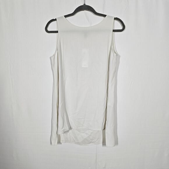Eileen Fisher System Silk Georgette Crepe Bateau Neck Shell Top In Bone Size XS - Picture 1 of 6